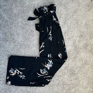 Floral paper bag style pants